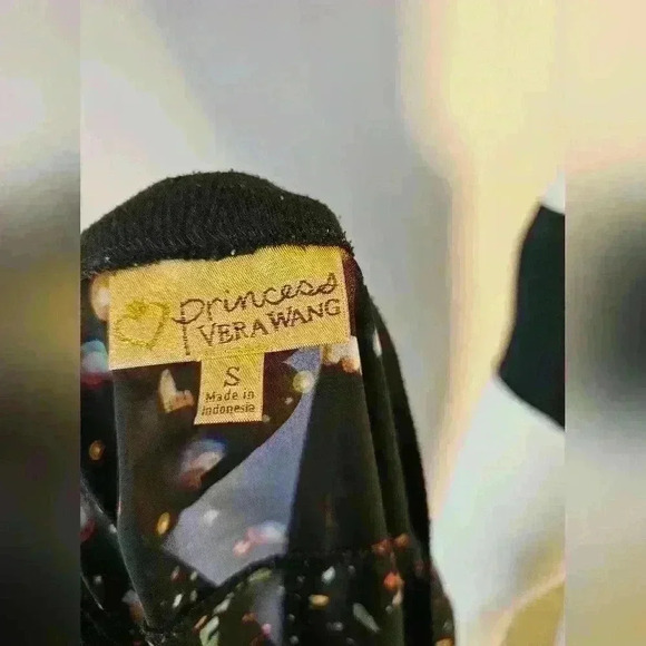 Princess by Vera Wang Flowing Black & Colorful Cosmos Blouse - Size S - Picture 3 of 3